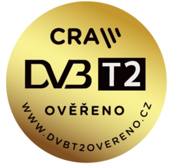 Certifikace DVB-T2 samolepka